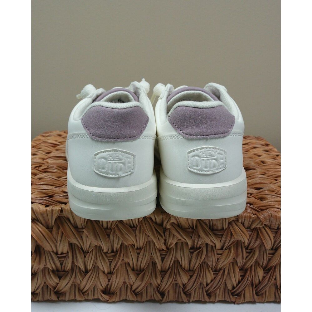 Hey Dude Karina Duo Classic Sneakers Womens 9 White Mauve Court Tennis Shoes - Picture 7 of 11